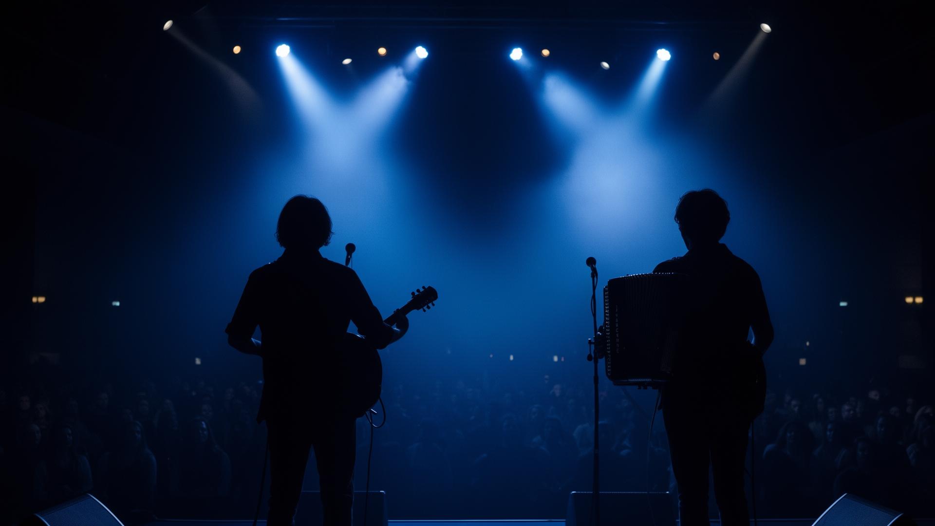 Músicos tocando no palco